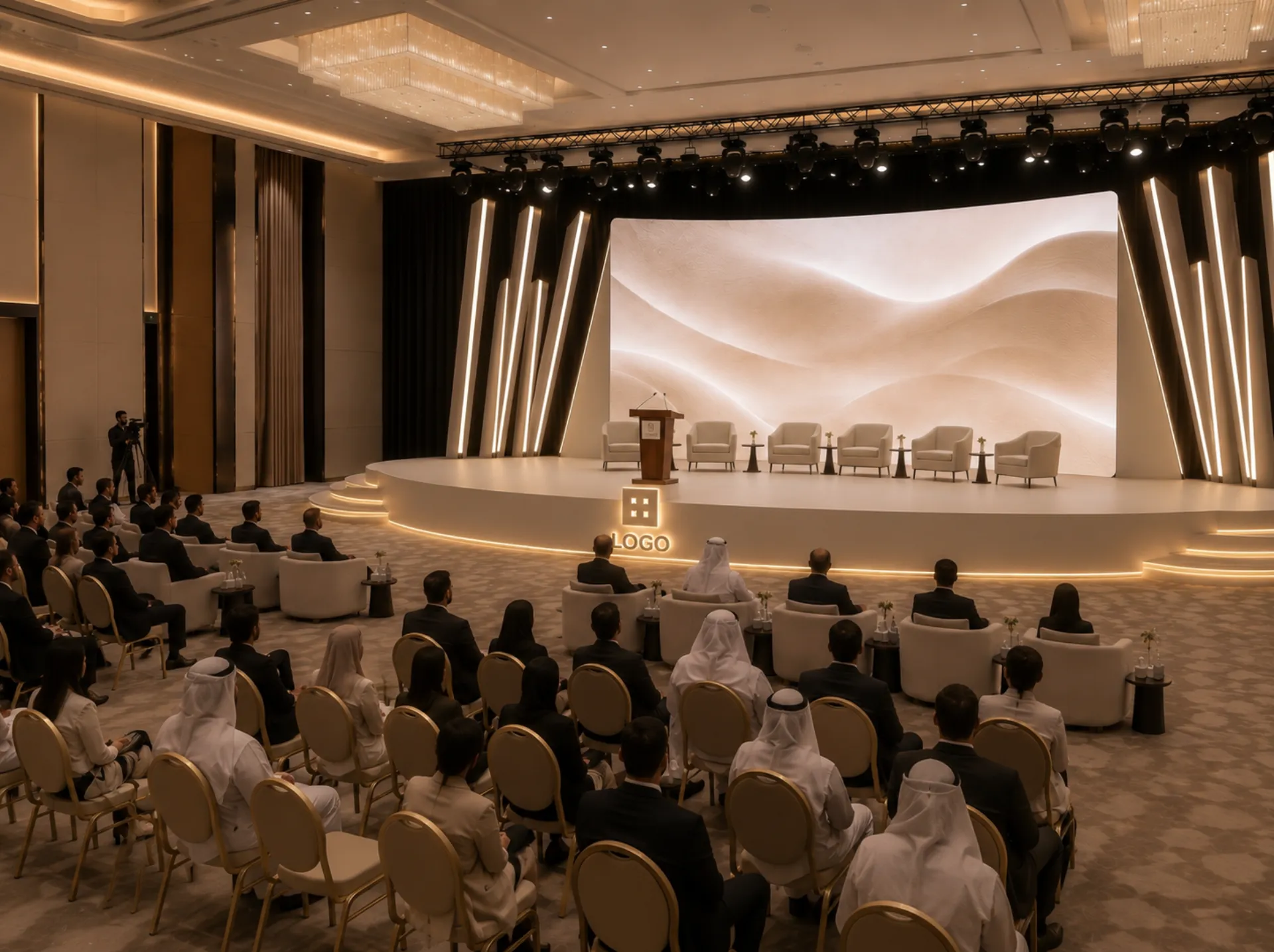 Launch event stage design Abu Dhabi