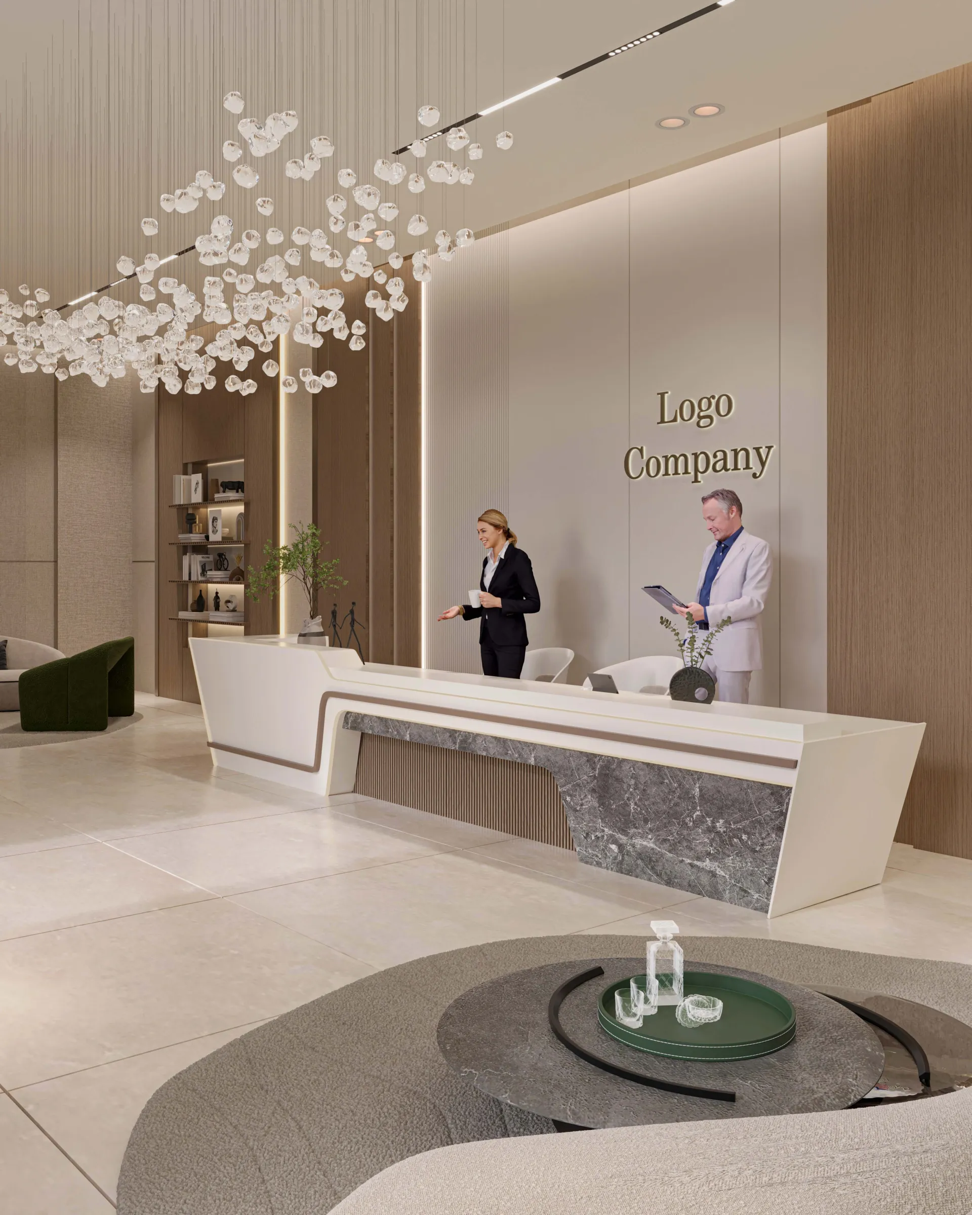 Corporate reception desk interior design UAE