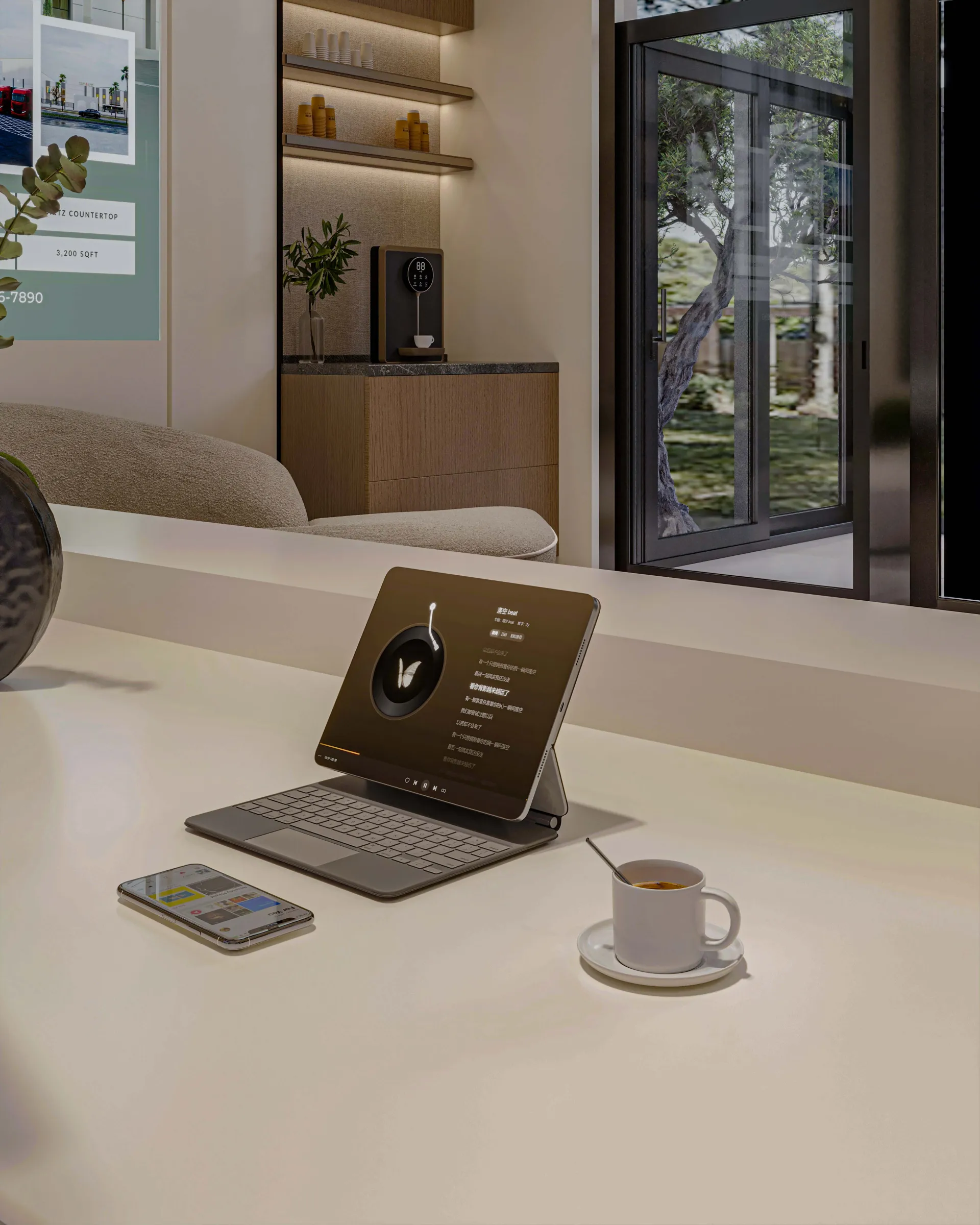 Reception lounge workspace detail interior design UAE