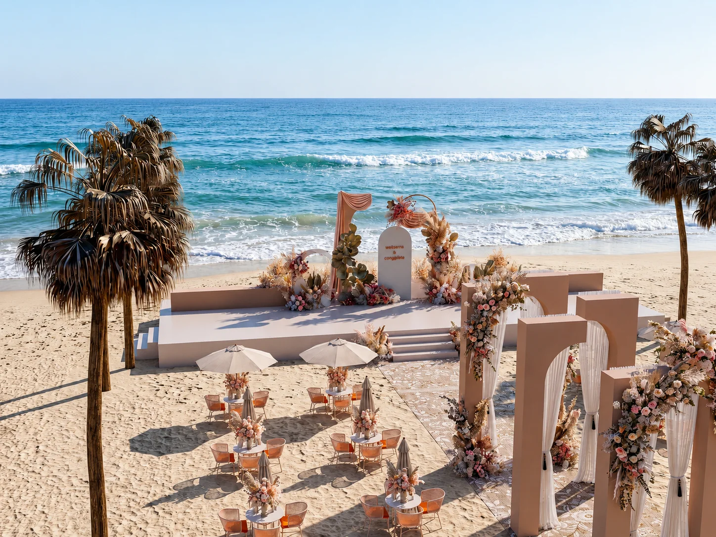 Wedding ceremony decoration with floral arrangement UAE